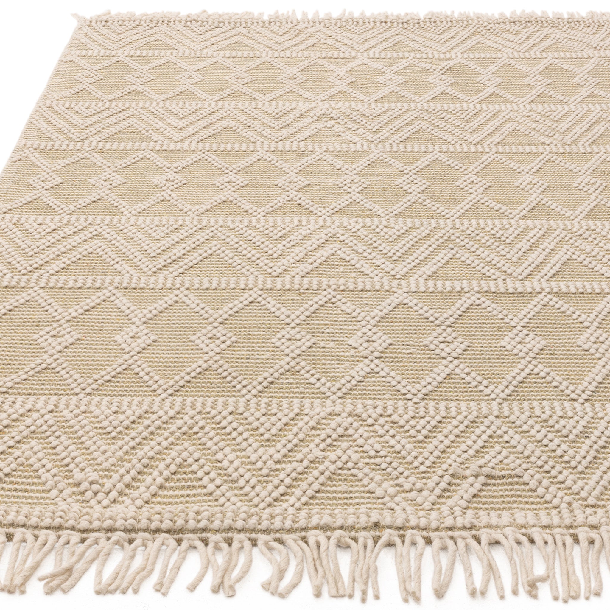 Bobble and Fringe Boho Rug in Natural